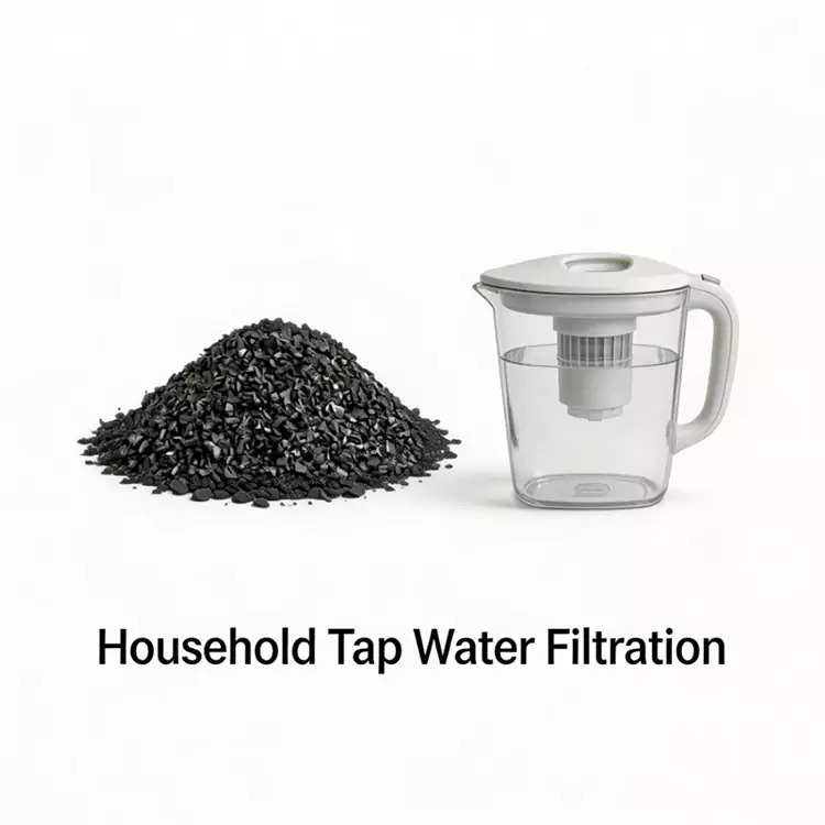 Charbon actif de coquille de noix de coco de filtration de l'eau du robinet