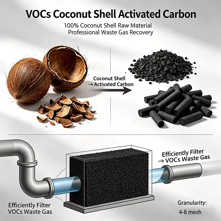 Récupération de COV Carbone de coque de noix de coco